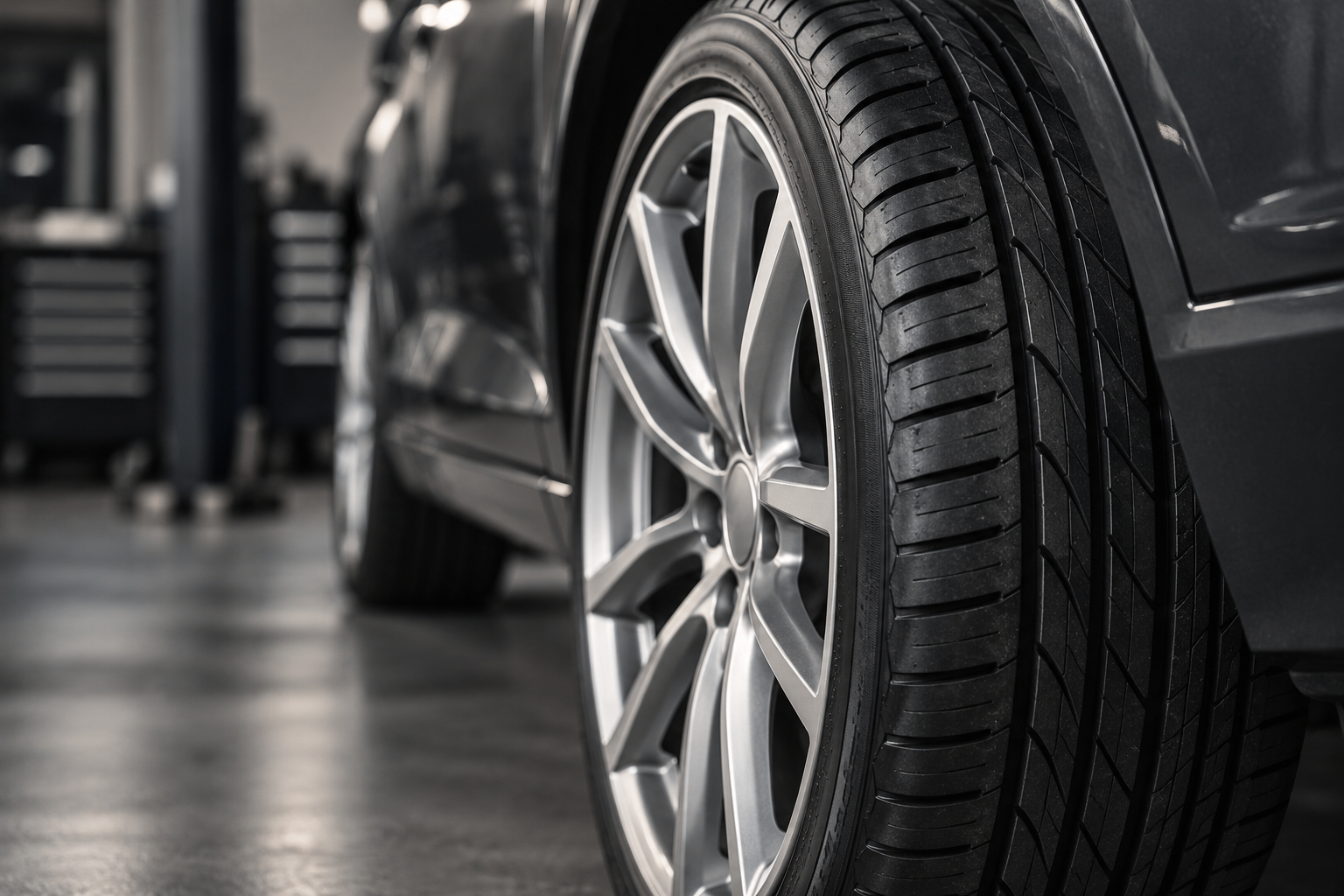 Illustratief servicebeeld van autoband en velg