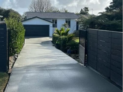 Concrete driveway and groundworks completed by AJLC in West Auckland