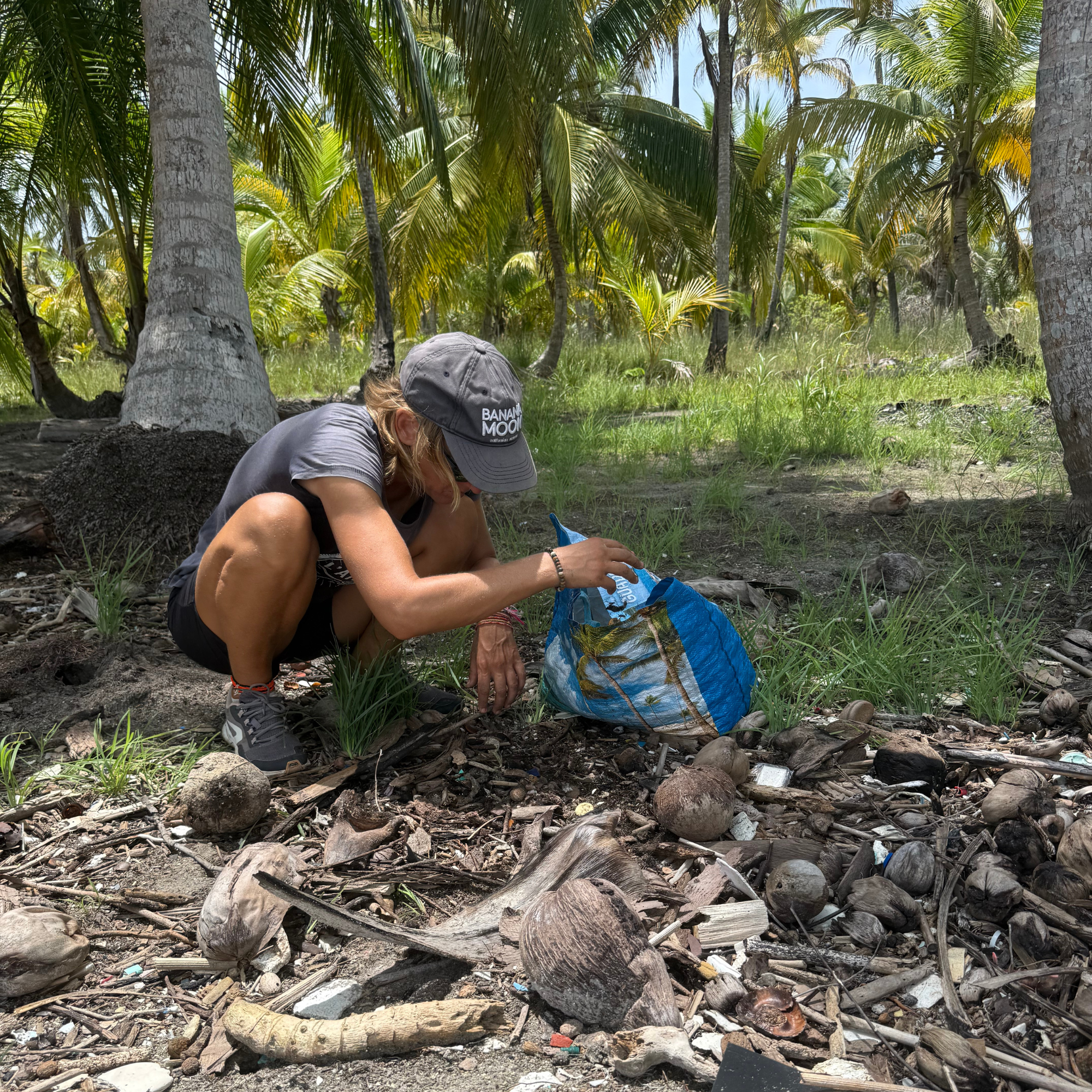 A beach cleanup on a remote Caribbean island