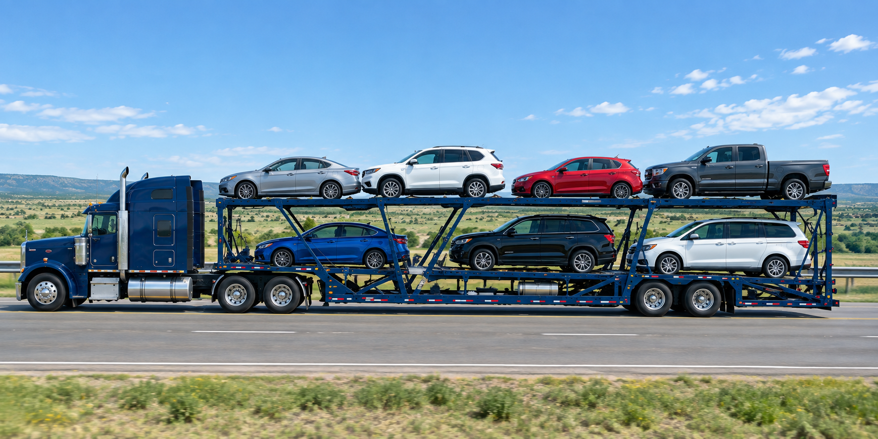 Open car transport on a multi-car carrier