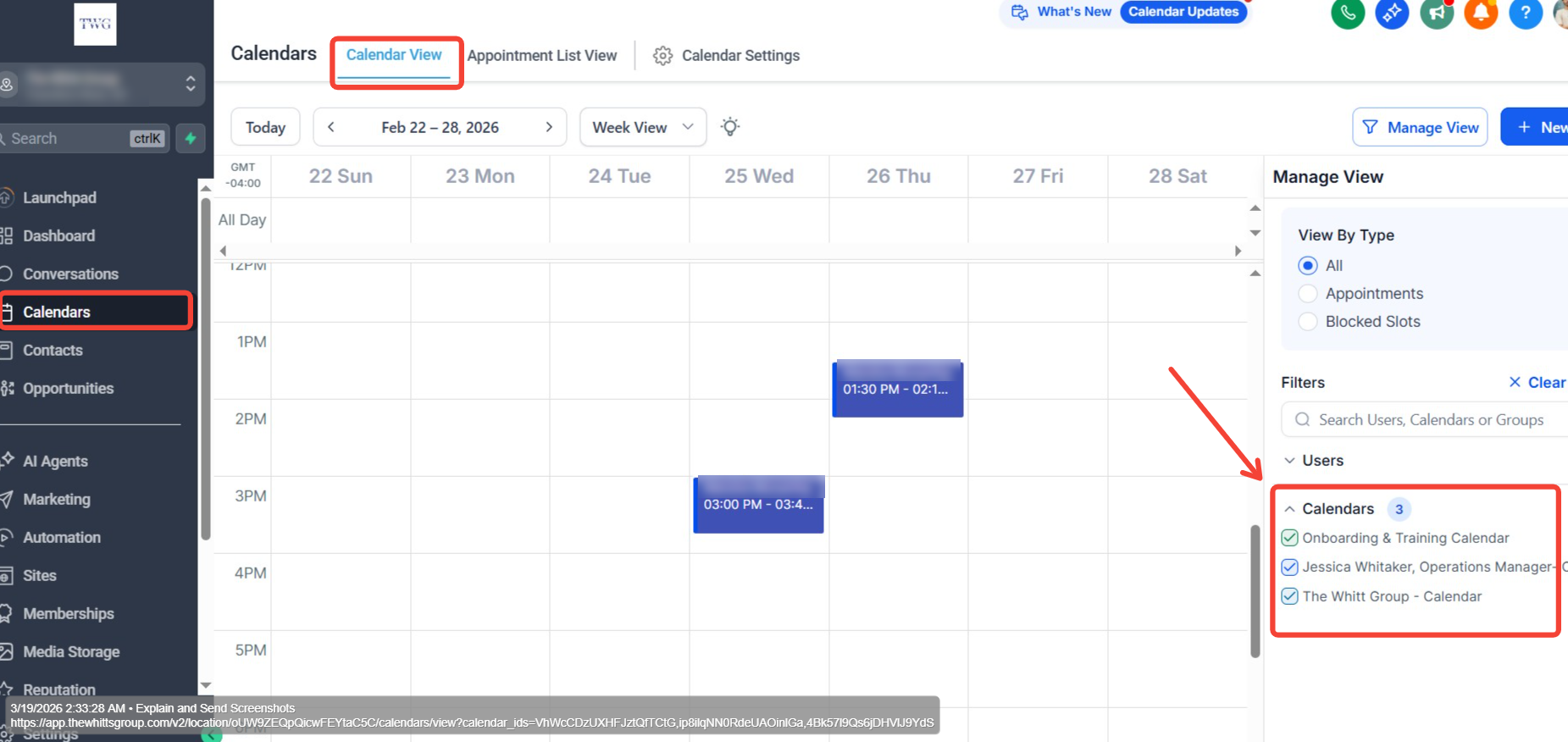 Switch Between Calendars — Desktop Screenshot