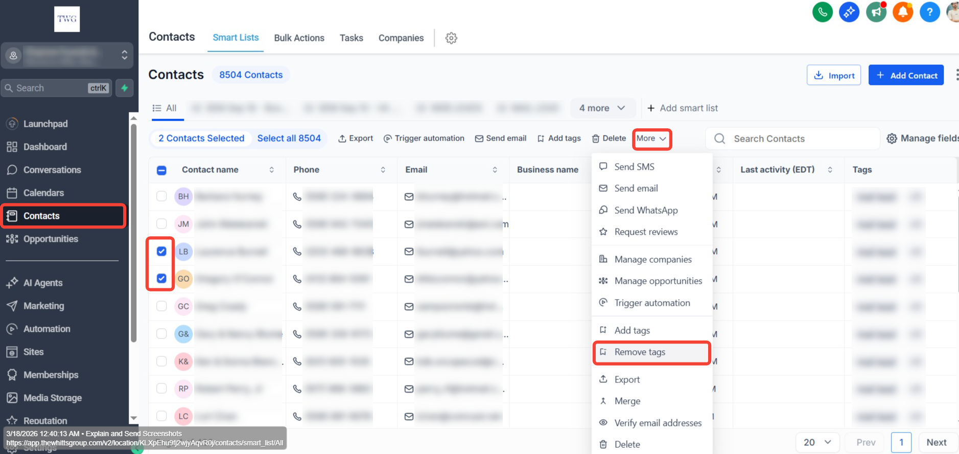 Remove Tags Bulk Action — Desktop Screenshot