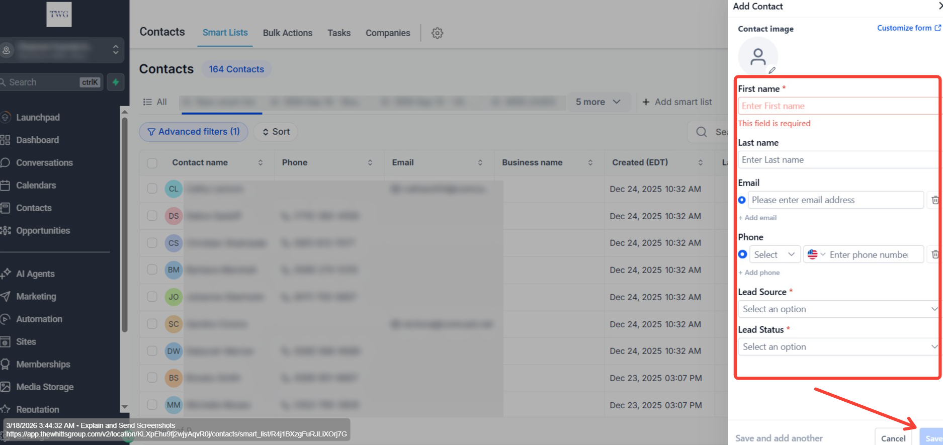 Add Contact Form — Screenshot