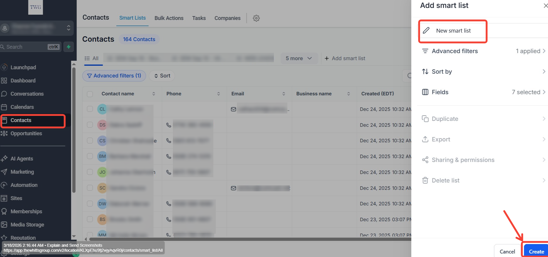 Name & Create Smart List — Screenshot