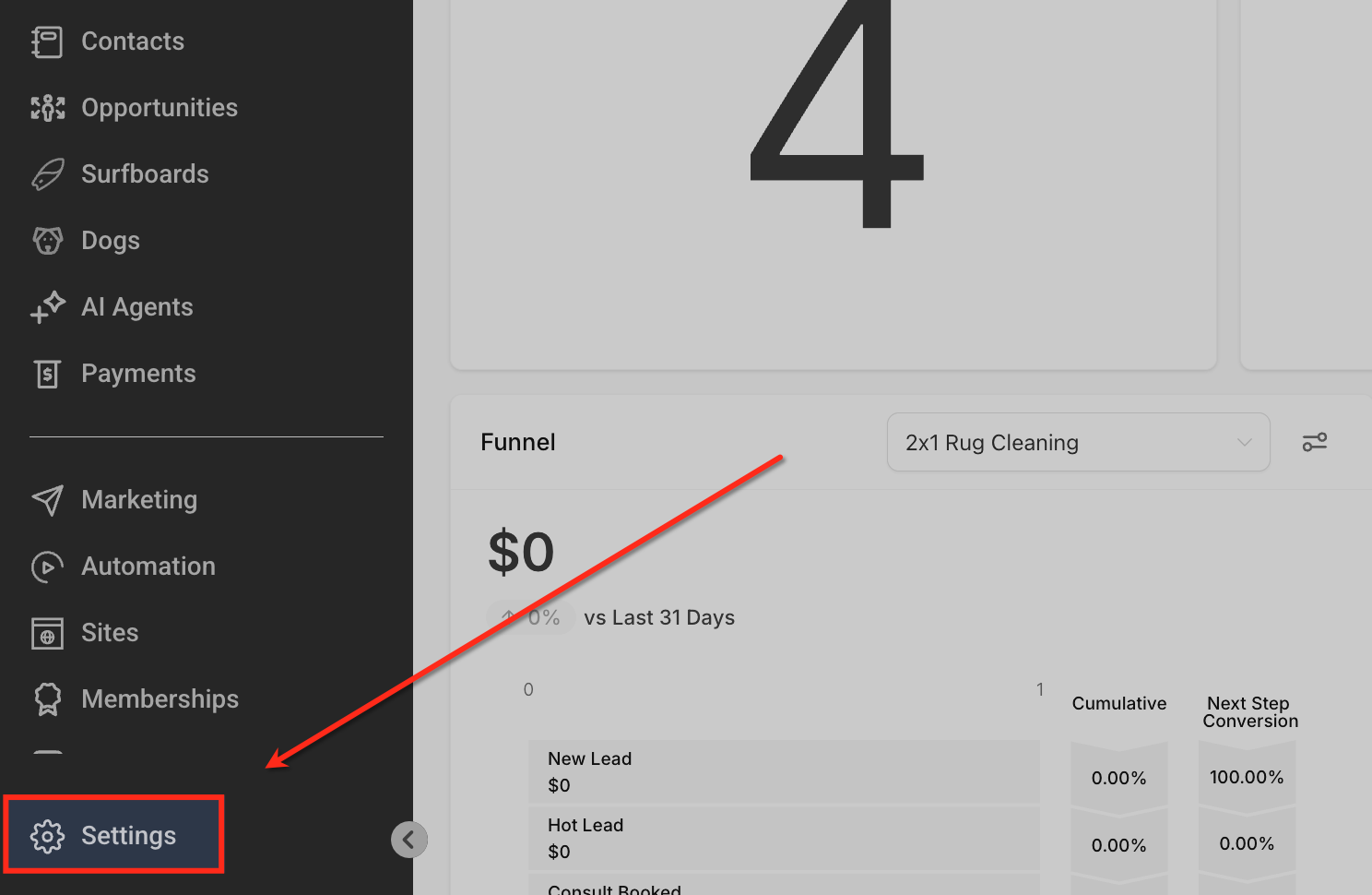 Settings — Left Sidebar Screenshot