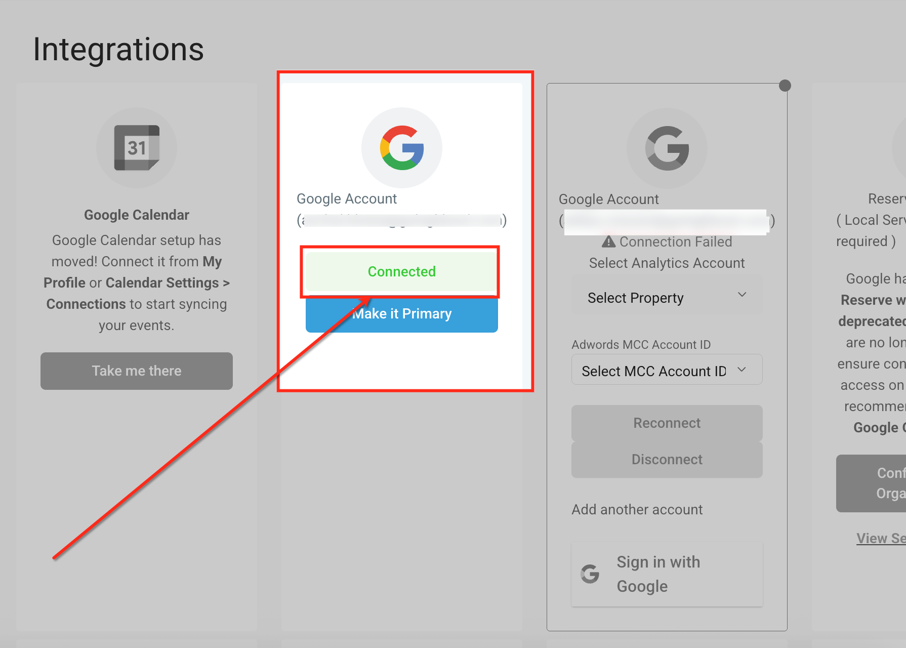 Google Account Connected — Desktop Screenshot