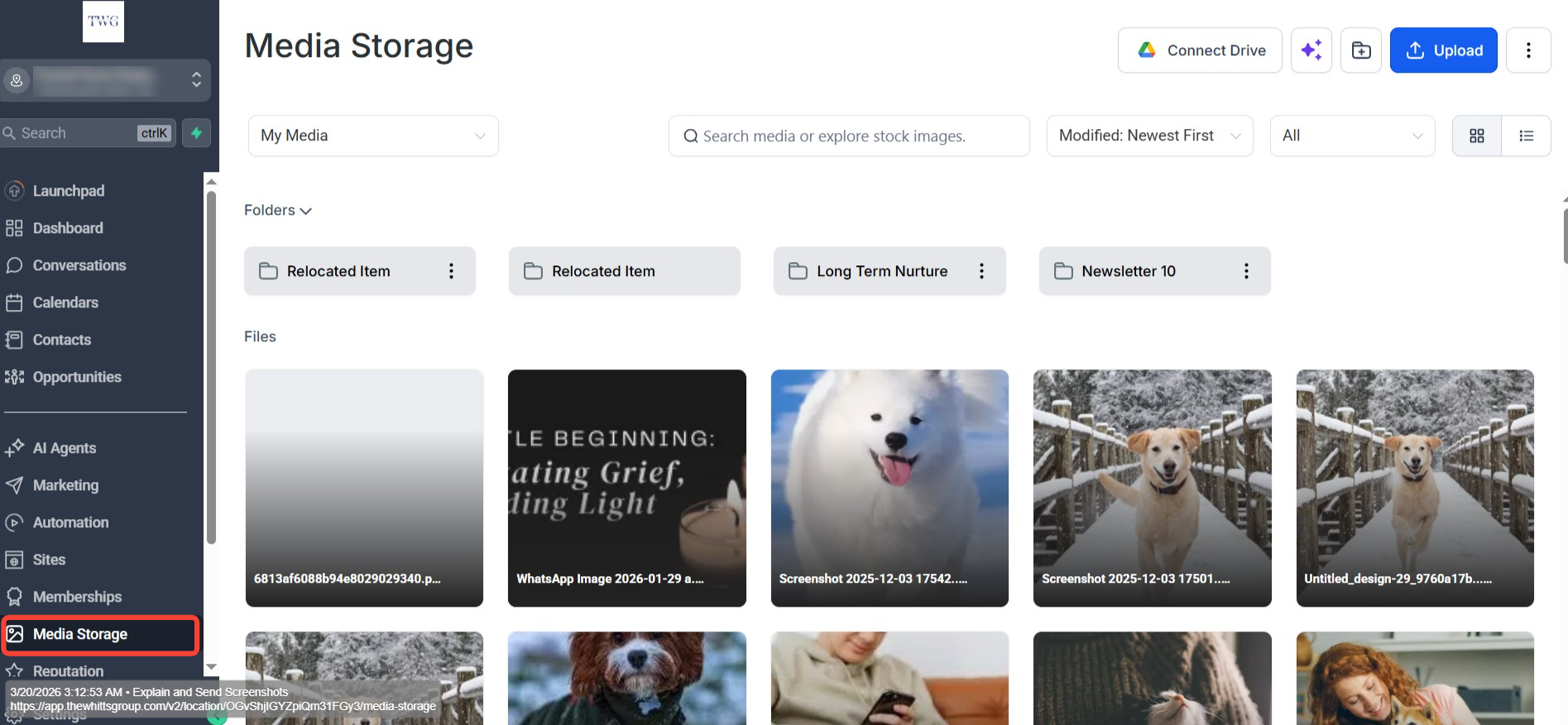 Media Storage — Left Sidebar Screenshot