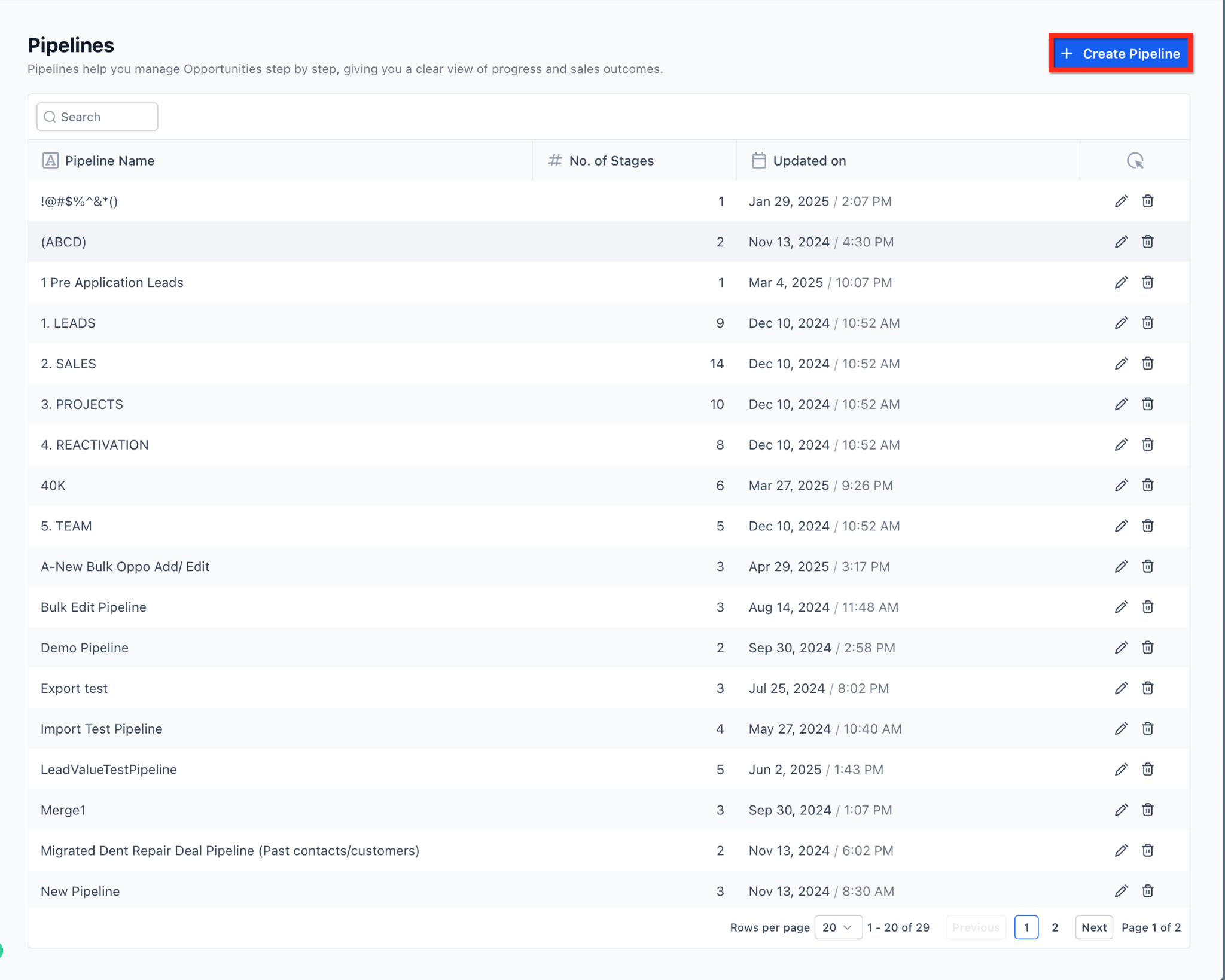 Pipelines Overview — Desktop Screenshot
