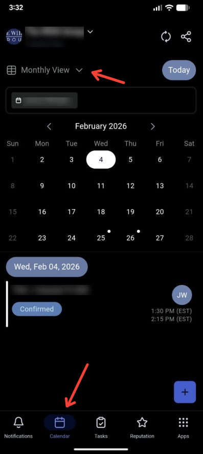 Calendar View Switcher Mobile Screenshot