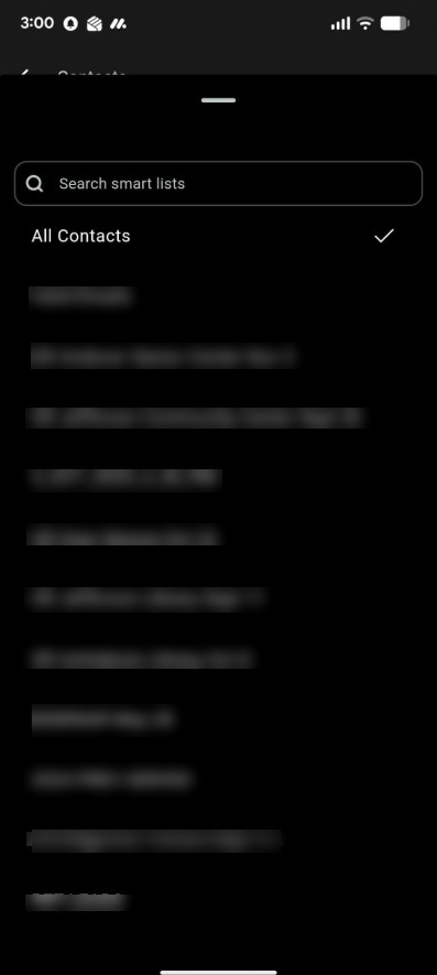 Smart Lists Dropdown Mobile Screenshot
