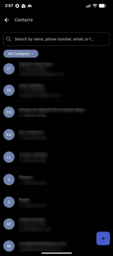All Contacts List Mobile Screenshot