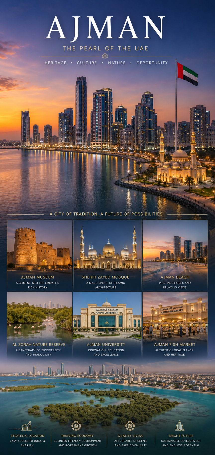 Ajman skyline and landmarks