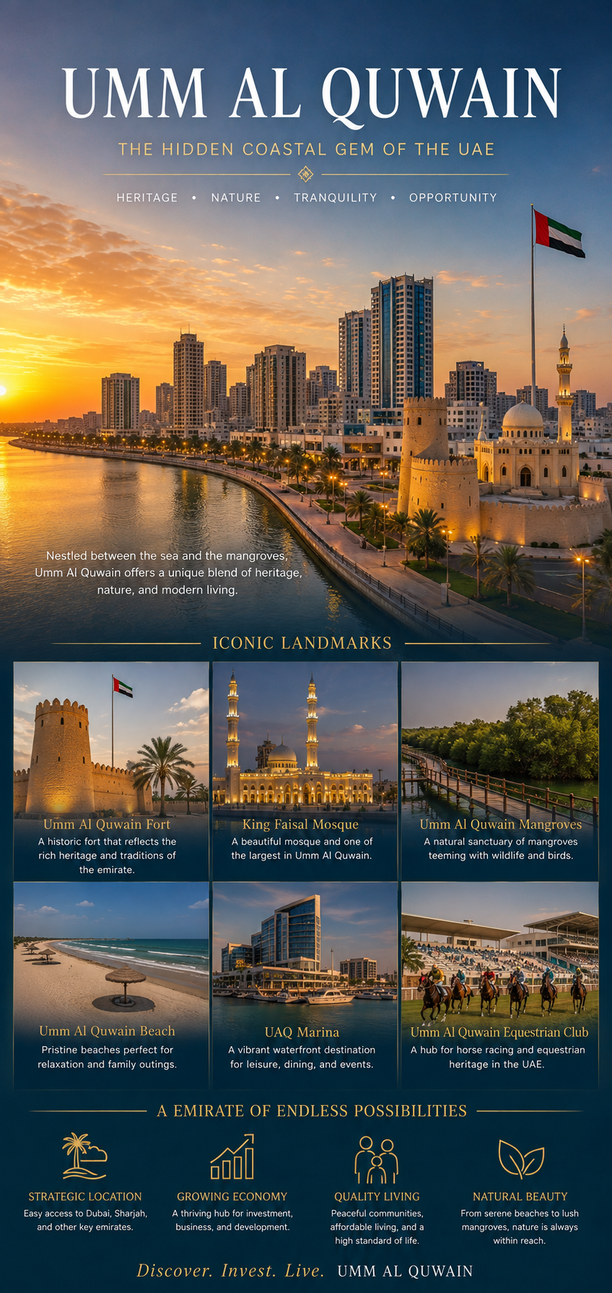 Umm Al Quwain skyline and landmarks