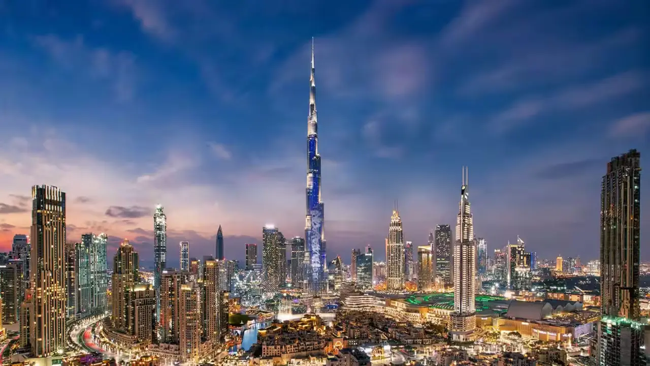 Dubai skyline and iconic tourist attractions
