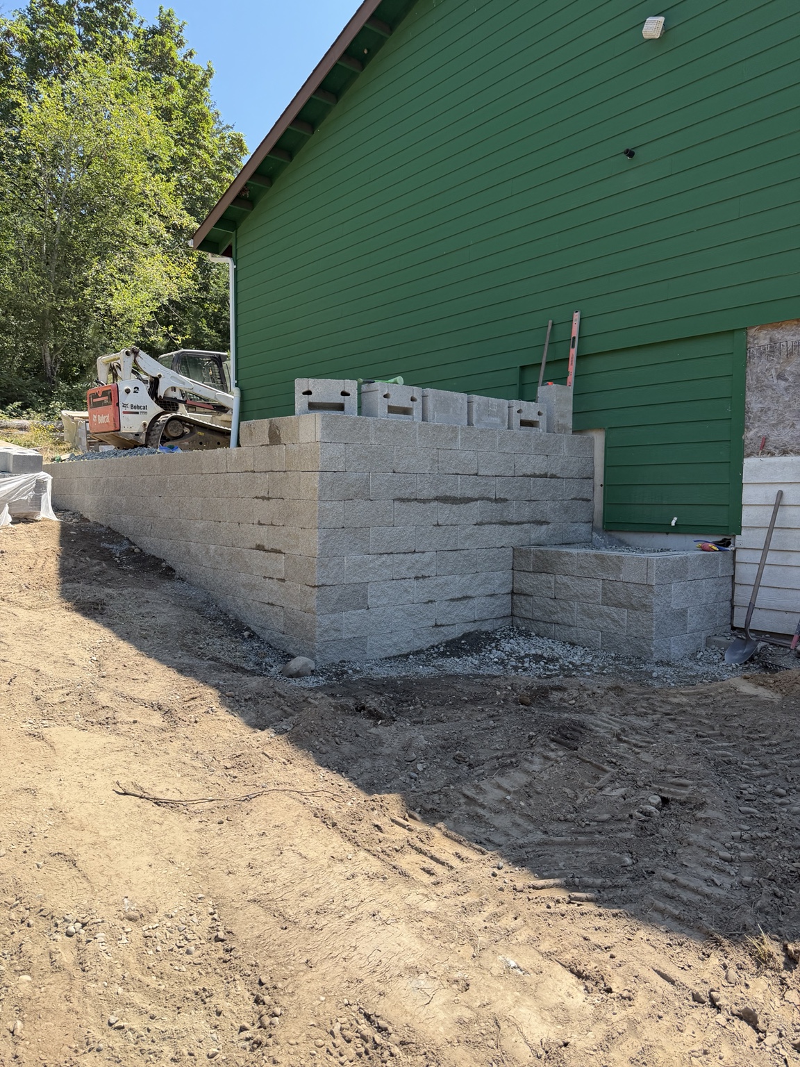Block retaining wall construction, East King County, WA