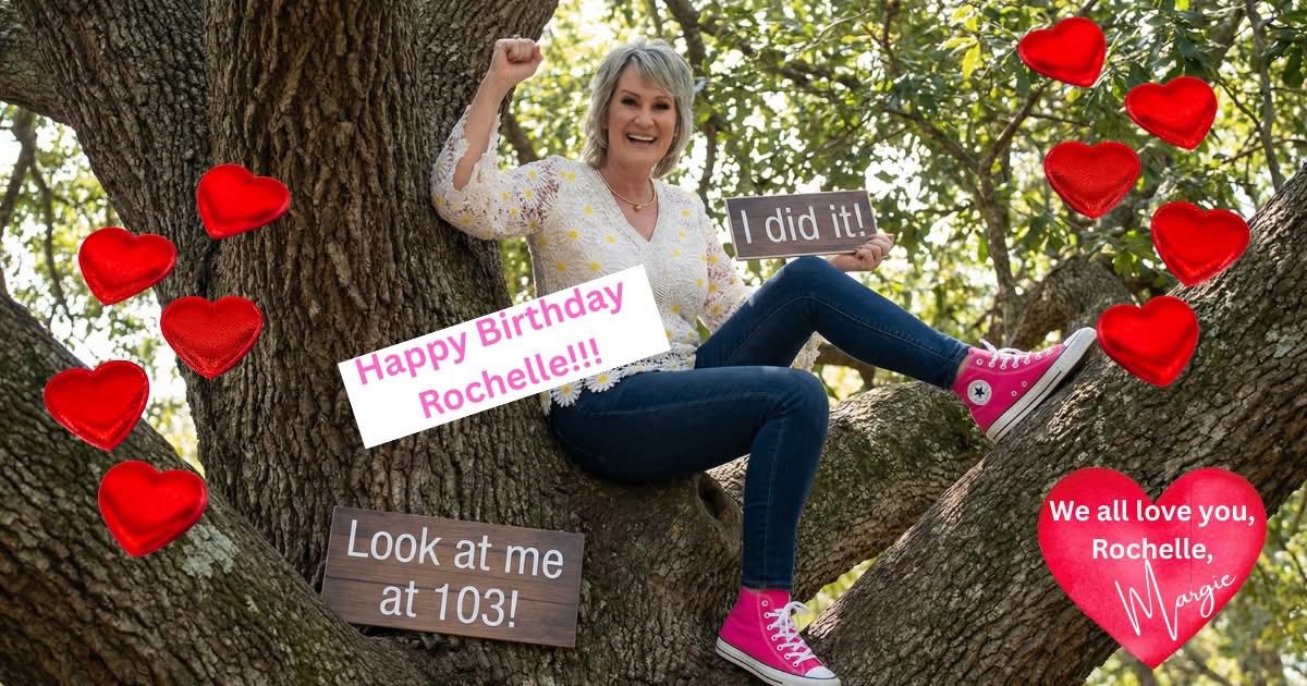 Rochelle sitting in a tree.