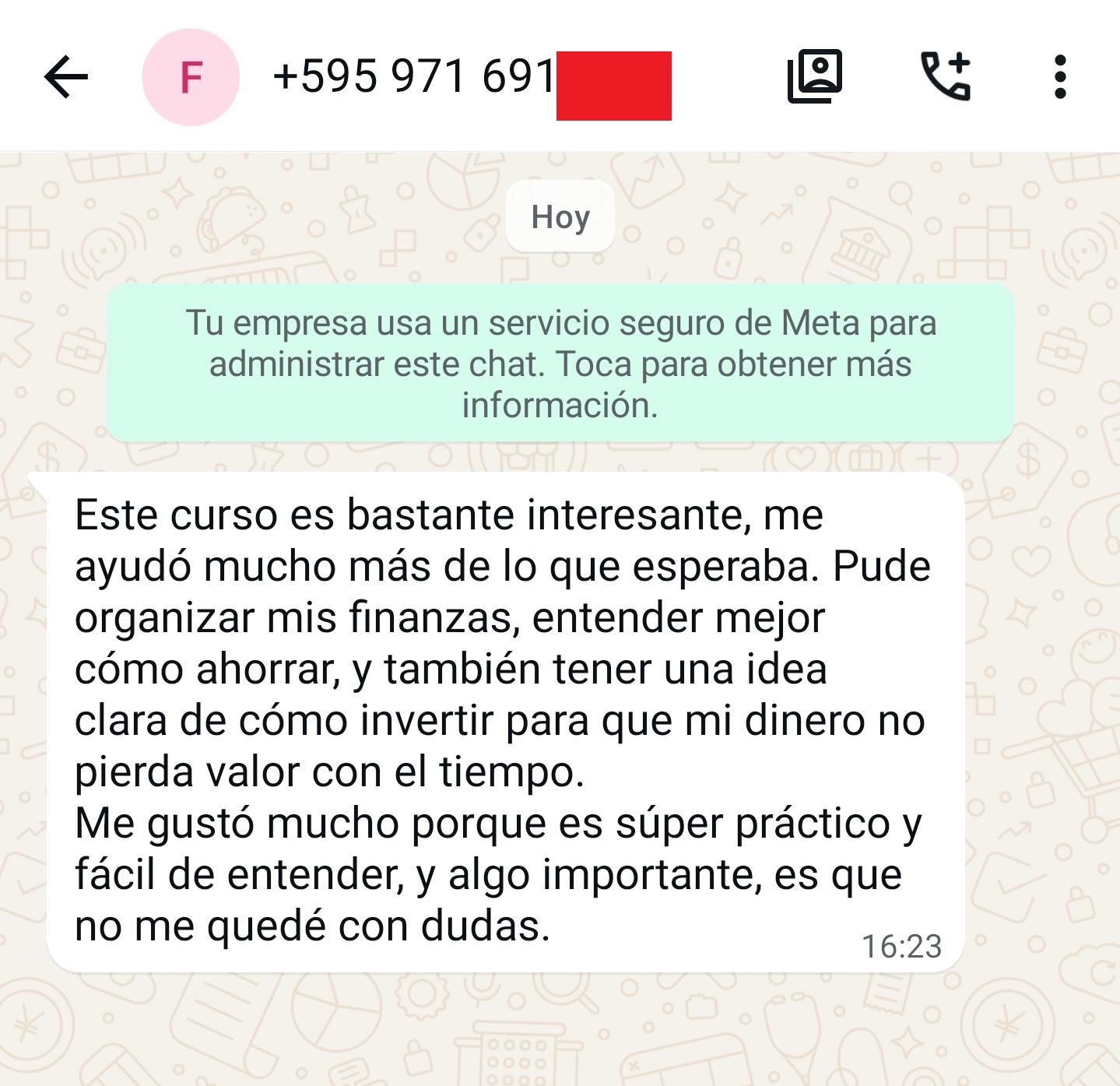 Testimonio F — organizó finanzas e inversiones