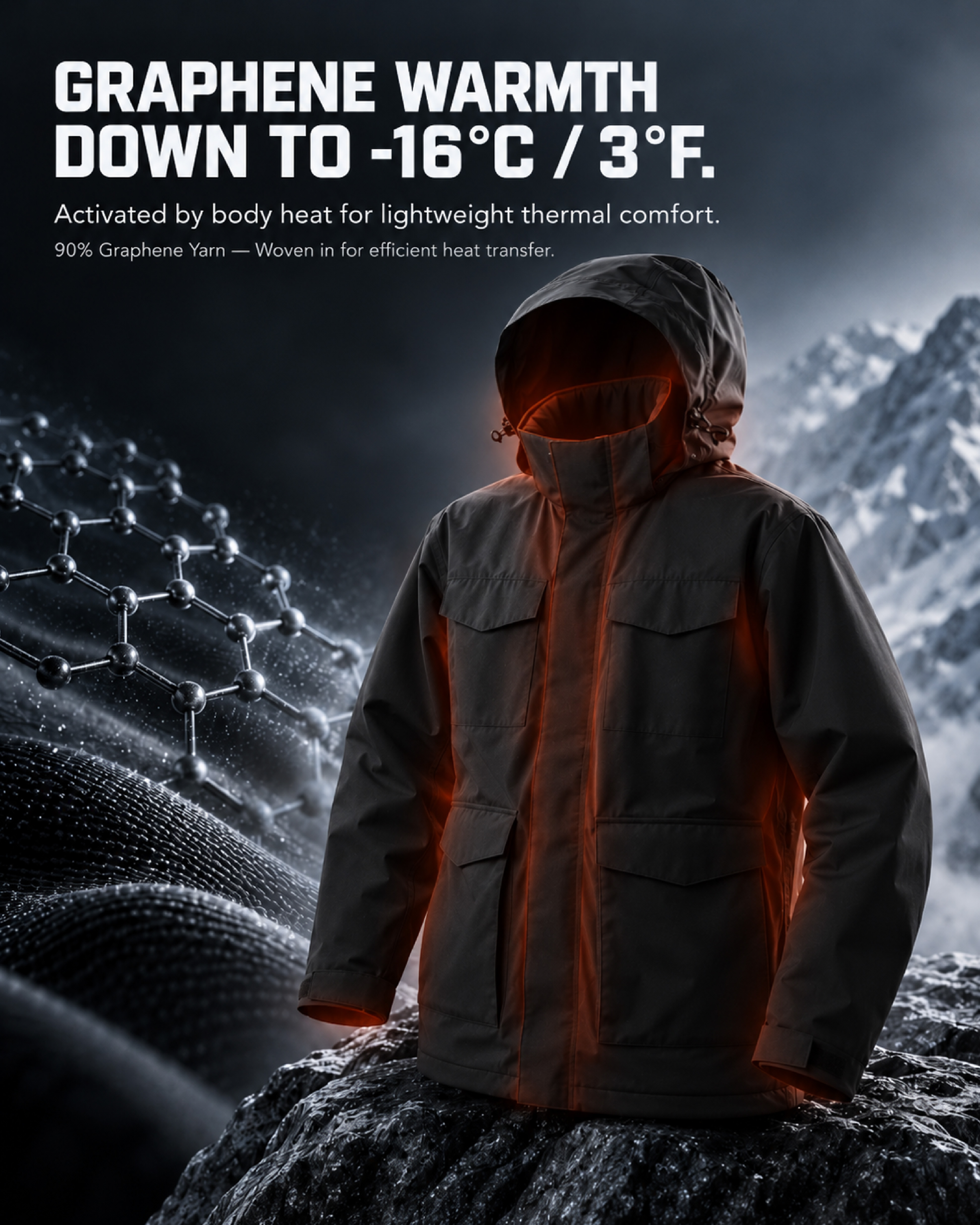 PANARCA graphene-lined winter shell jacket