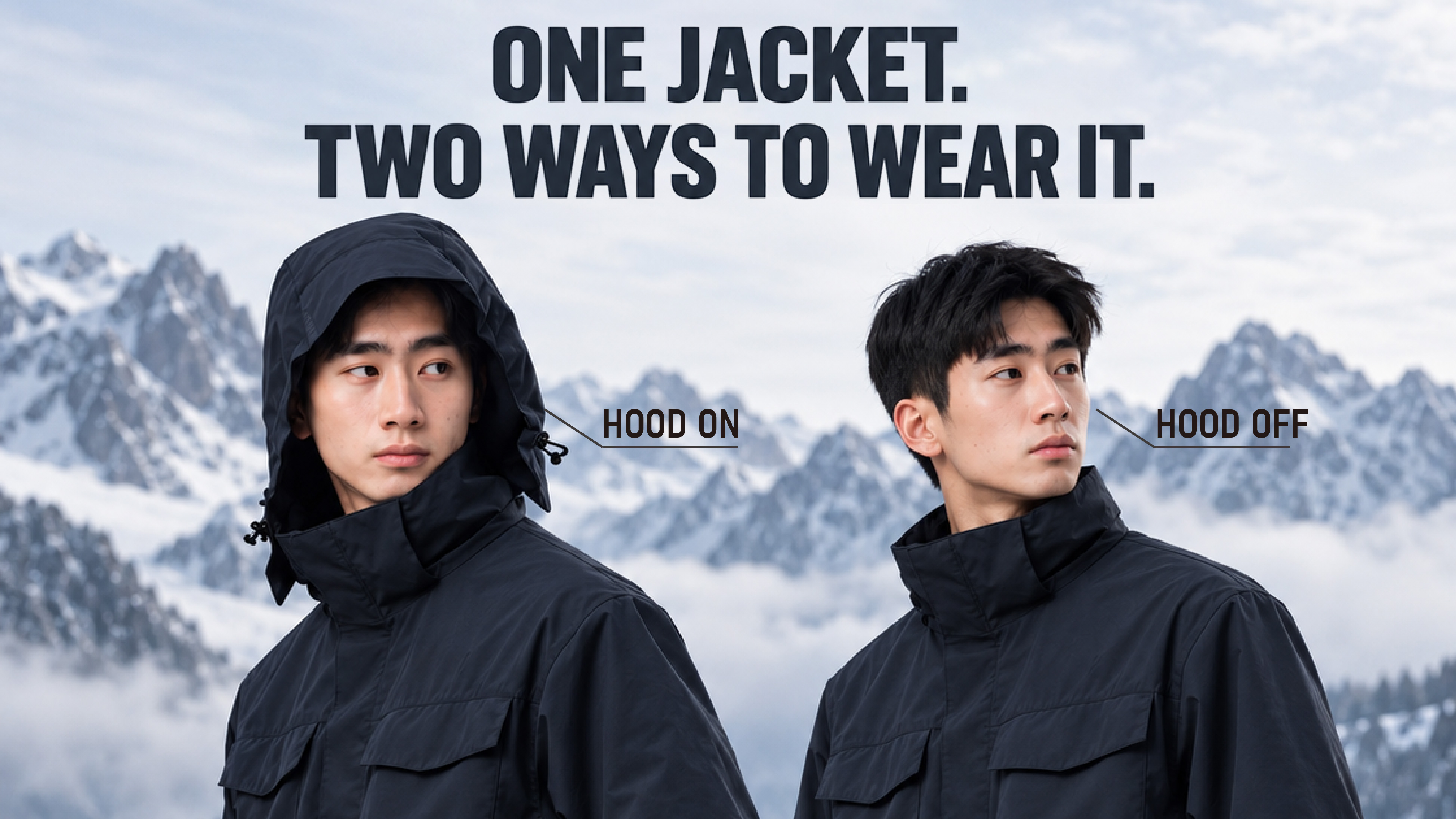 PANARCA shell jacket with detachable hood