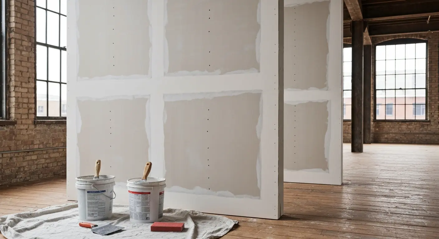 Drywall repair in progress