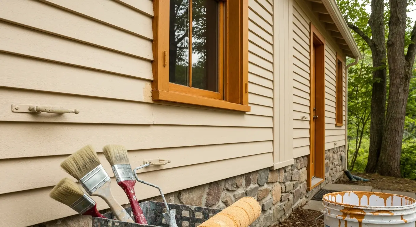 Exterior painting on Woodstock home