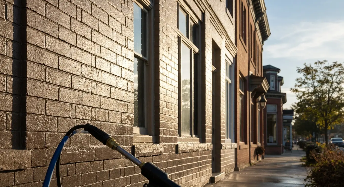 Commercial building pressure washing