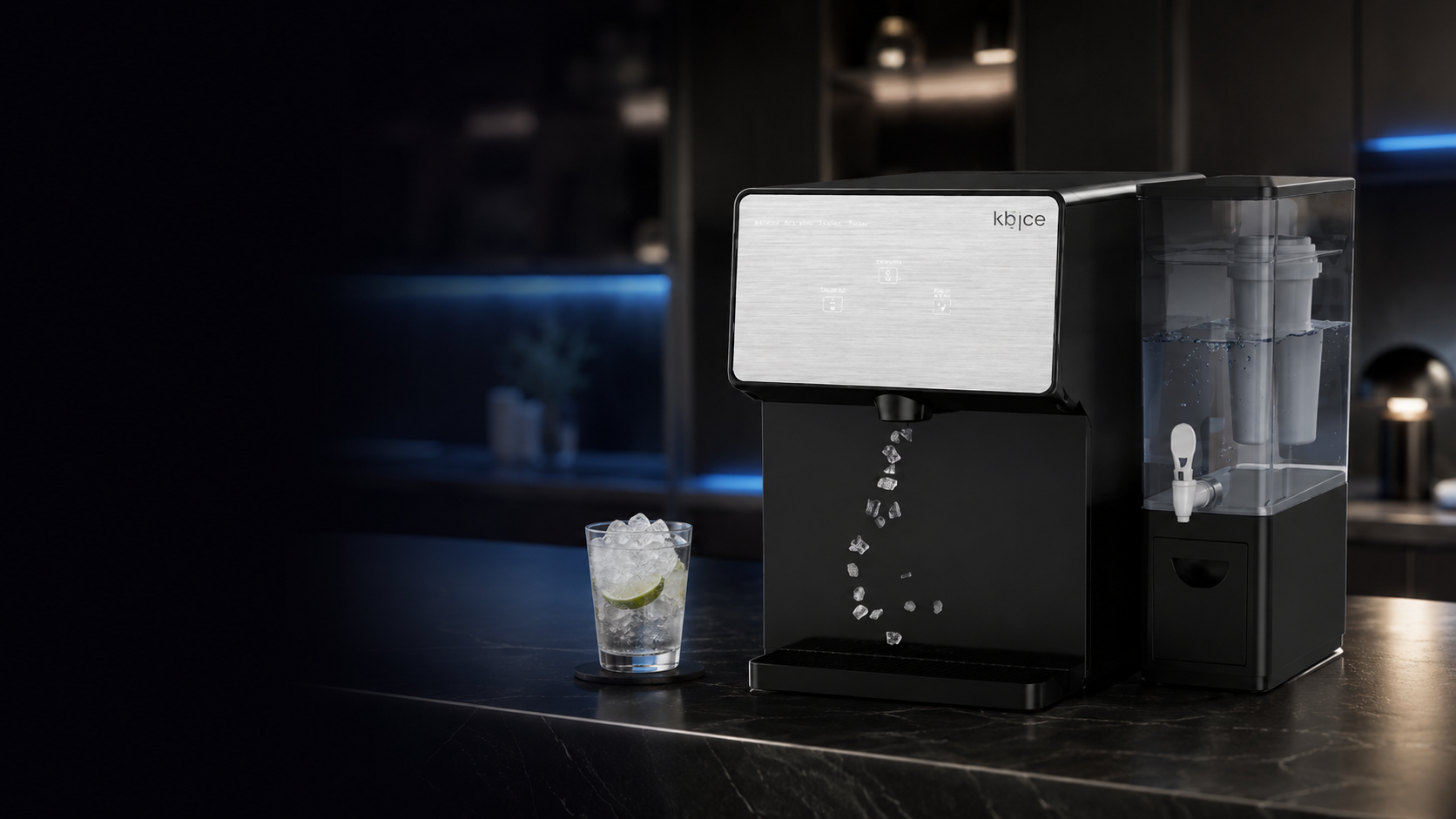 KB 2.1 nugget ice maker with side water tank
