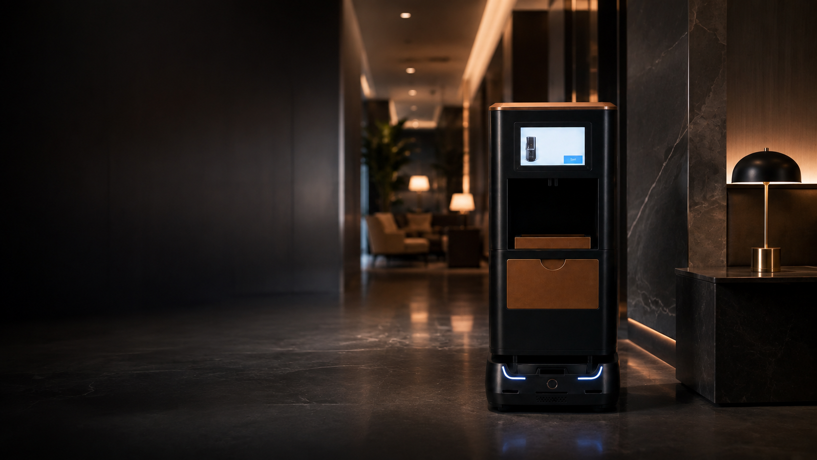 KB6 autonomous ice and water service robot in a luxury hospitality environment