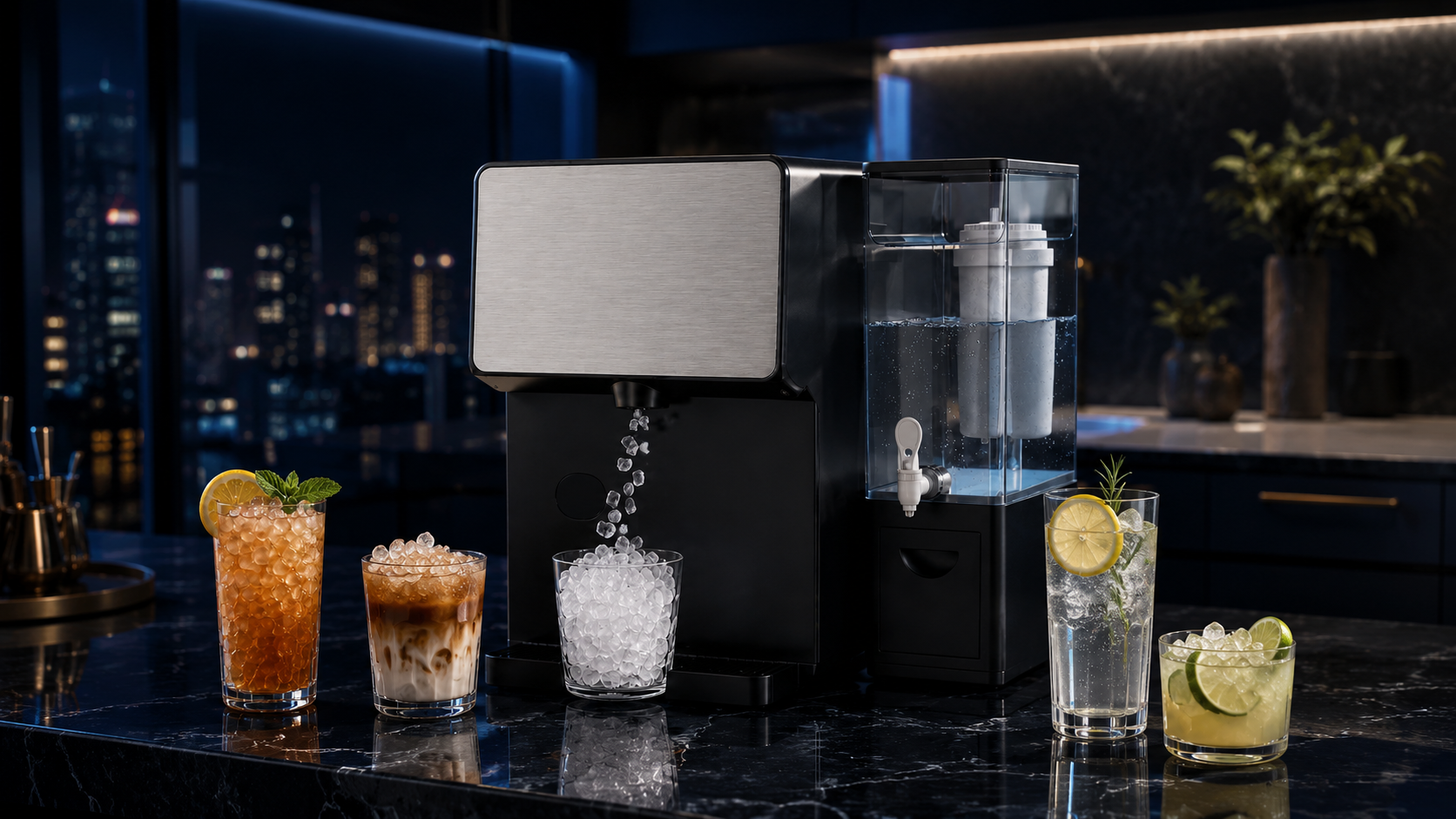 KB 2.1 nugget ice maker with filtered side water tank