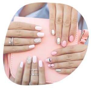group of women showing off their new nails 