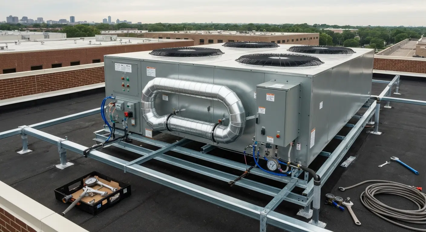 Commercial HVAC equipment installation
