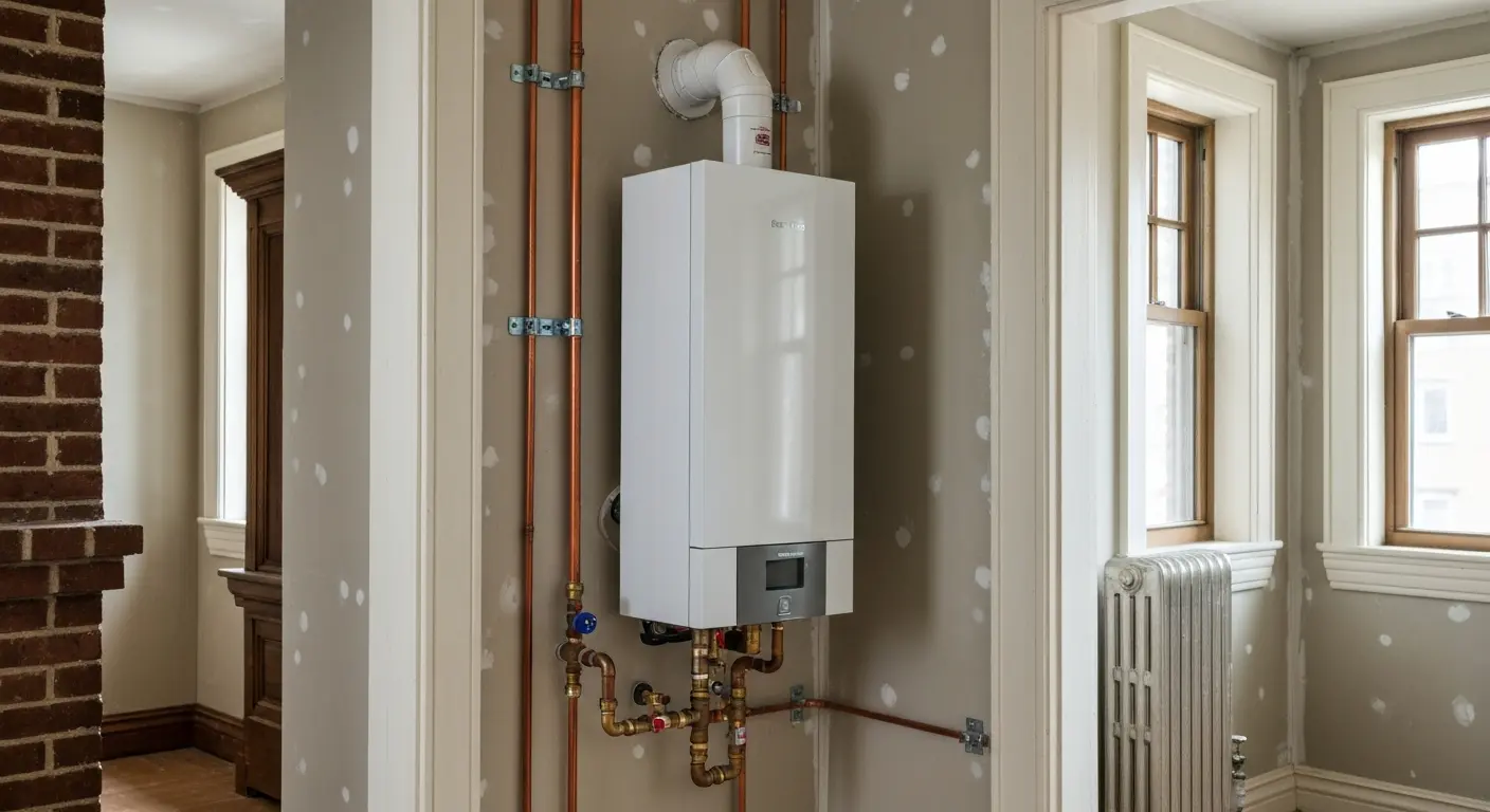 Tankless boiler installation