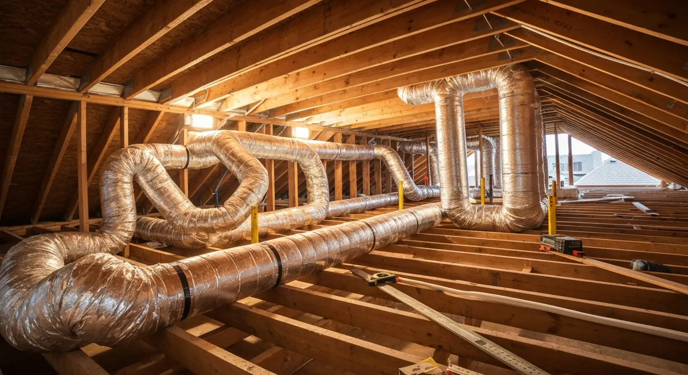 Ductwork installation in attic