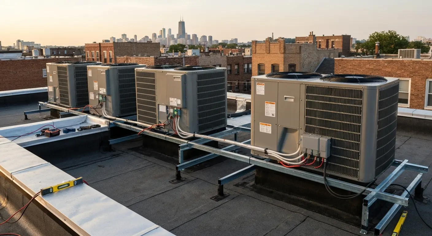 Multi-unit building rooftop