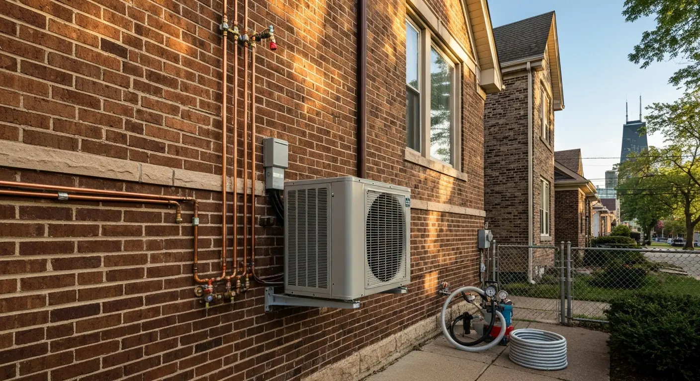 Central air installation in Chicago home