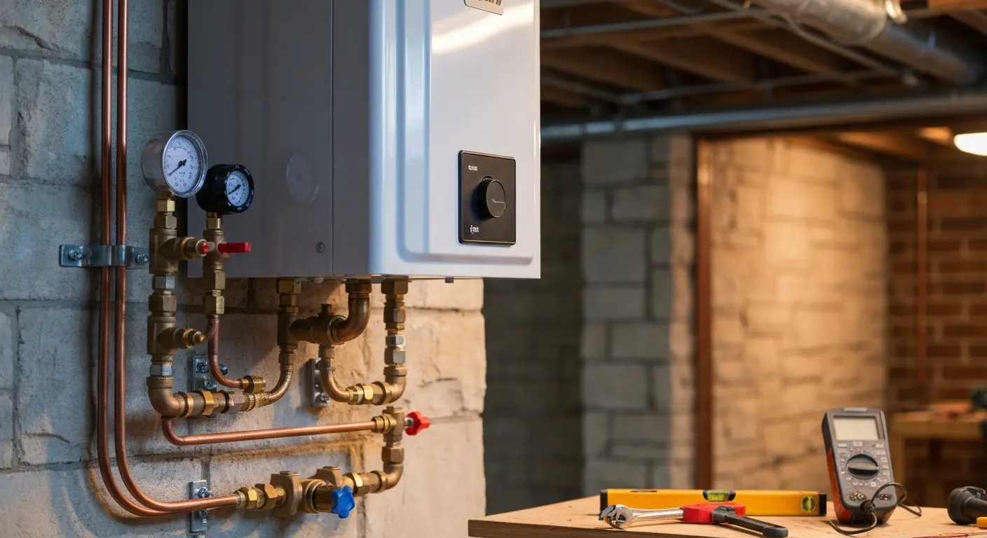 Tankless boiler installation