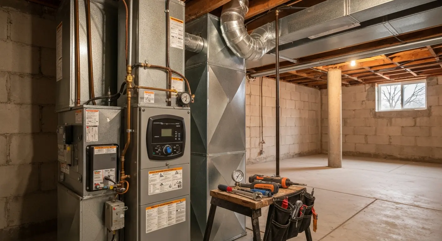 High-efficiency furnace installation