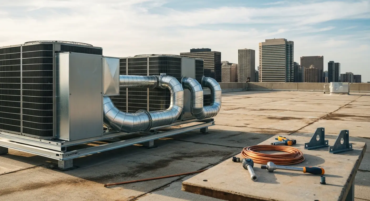 Commercial HVAC equipment installation