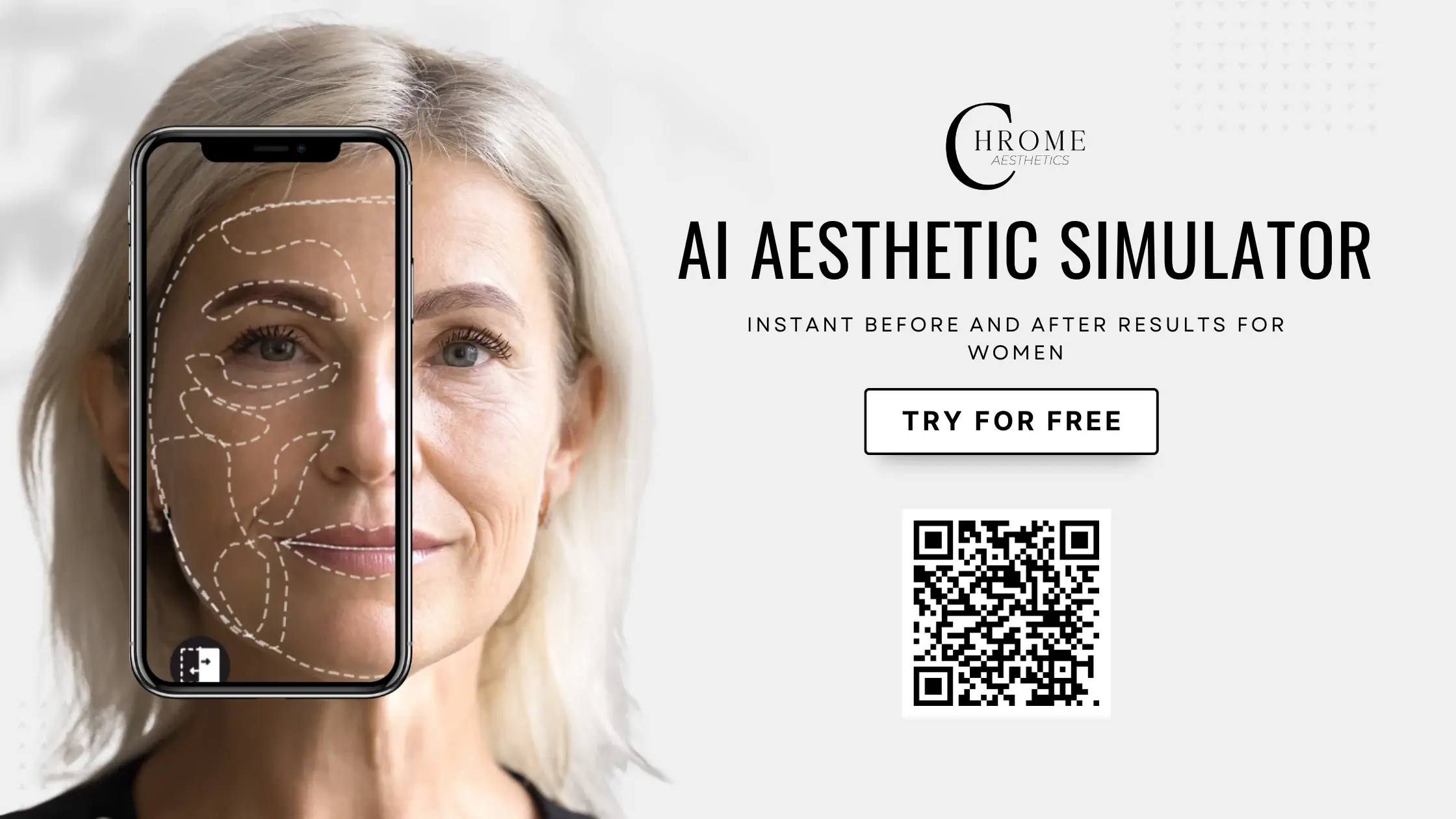 AI aesthetic simulator for women using EntityMed at Chrome Aesthetics to preview personalized beauty enhancements.