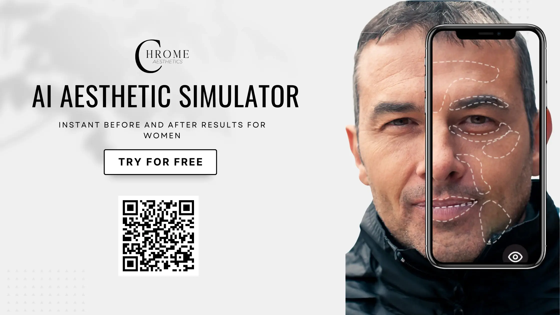 AI aesthetic simulator for men using EntityMed at Chrome Aesthetics to preview personalized treatment results.
