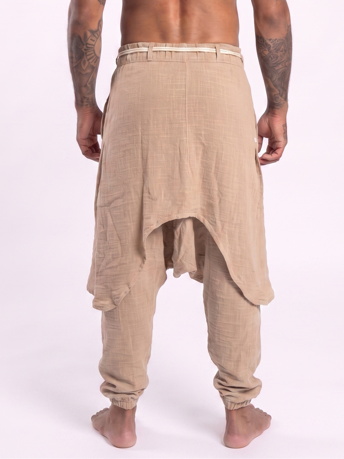 Pantalón Bagui con sobrefalda beige 5 - The Origin Ibiza