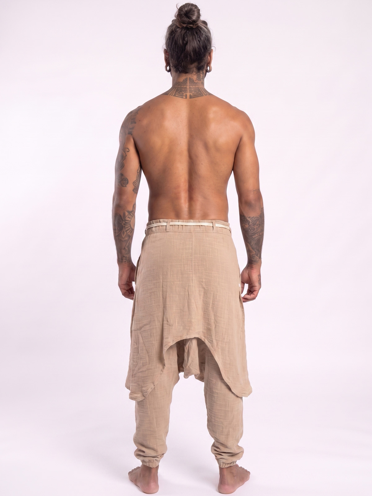 Pantalón Bagui con sobrefalda beige 4 - The Origin Ibiza