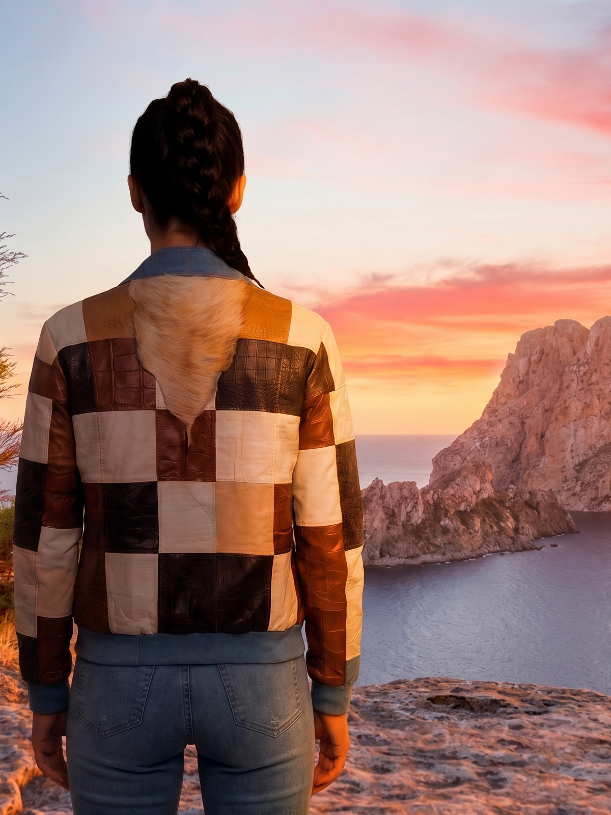 Bomber cuero trozos 4 - The Origin Ibiza