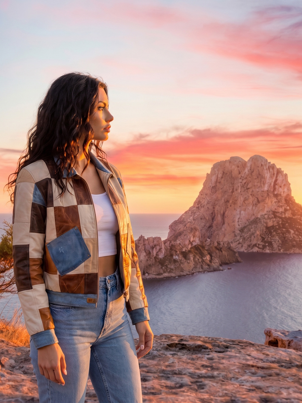 Bomber cuero trozos 5 - The Origin Ibiza