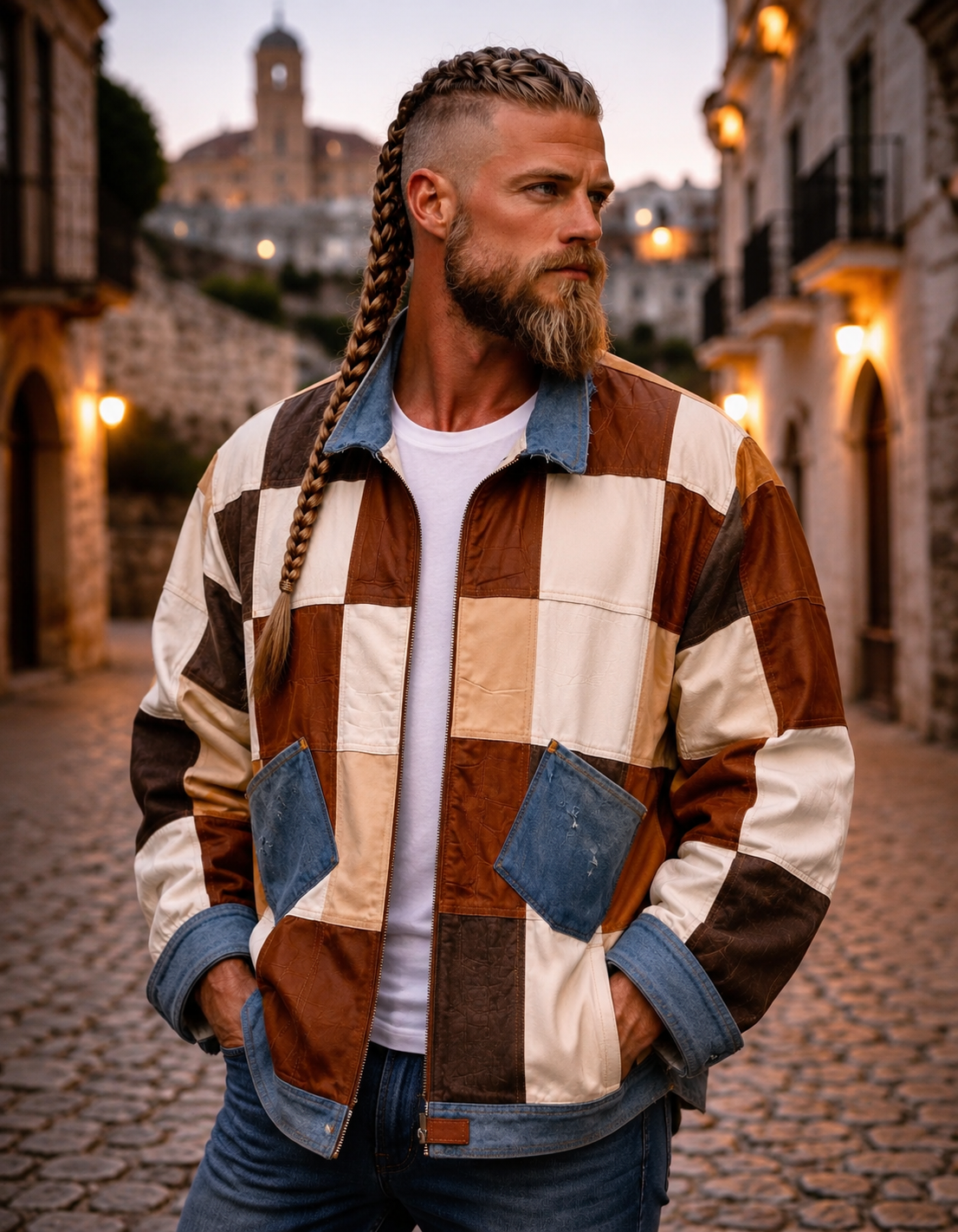 Bomber cuero trozos 4 - The Origin Ibiza