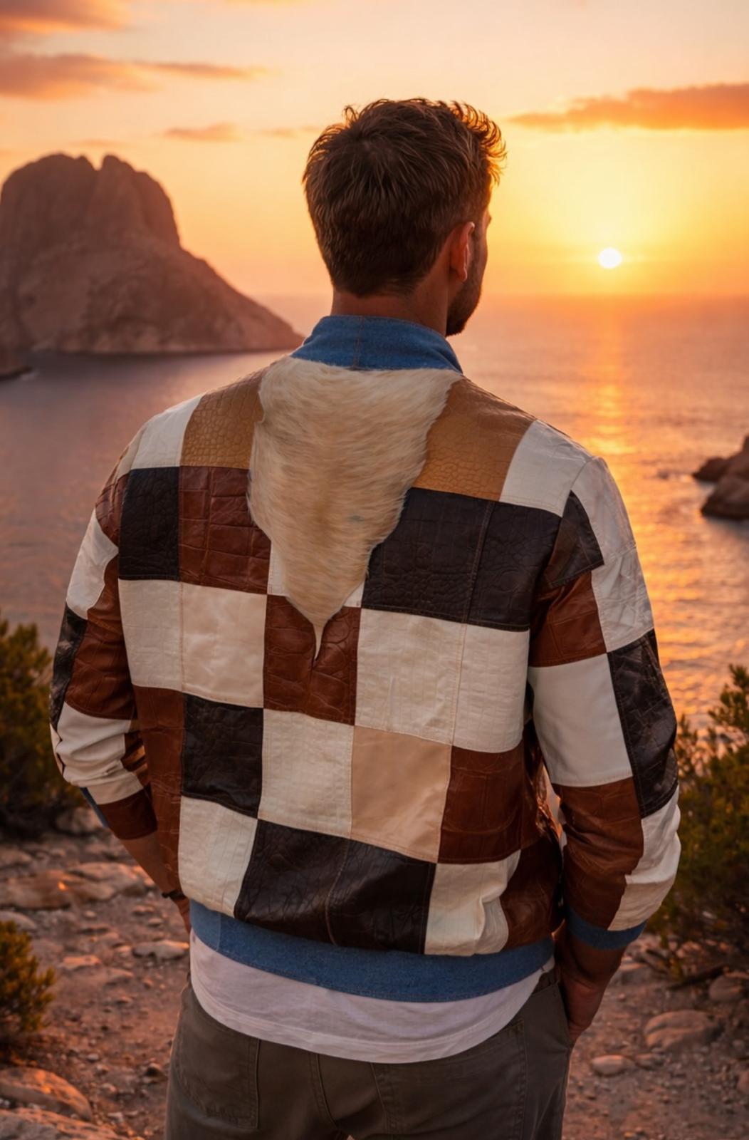 Bomber cuero trozos 5 - The Origin Ibiza