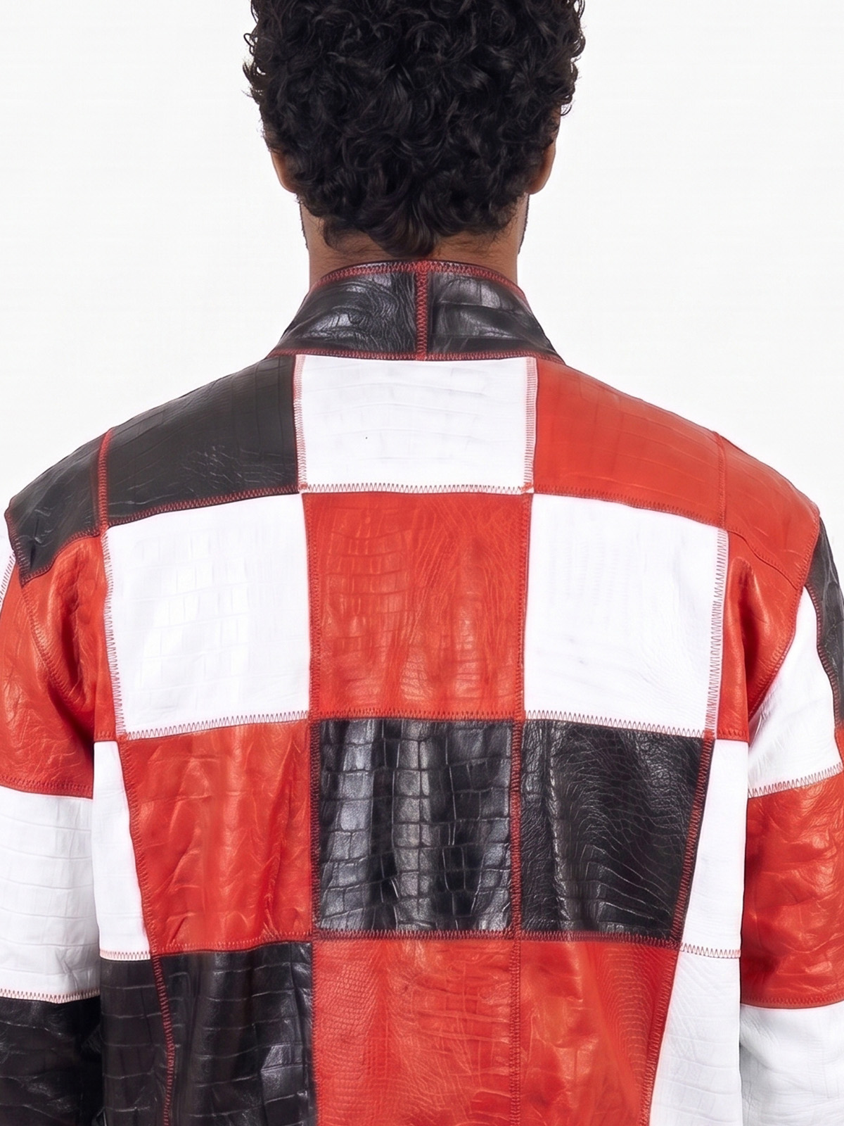 Bomber cuero trozos roja 4 - The Origin Ibiza