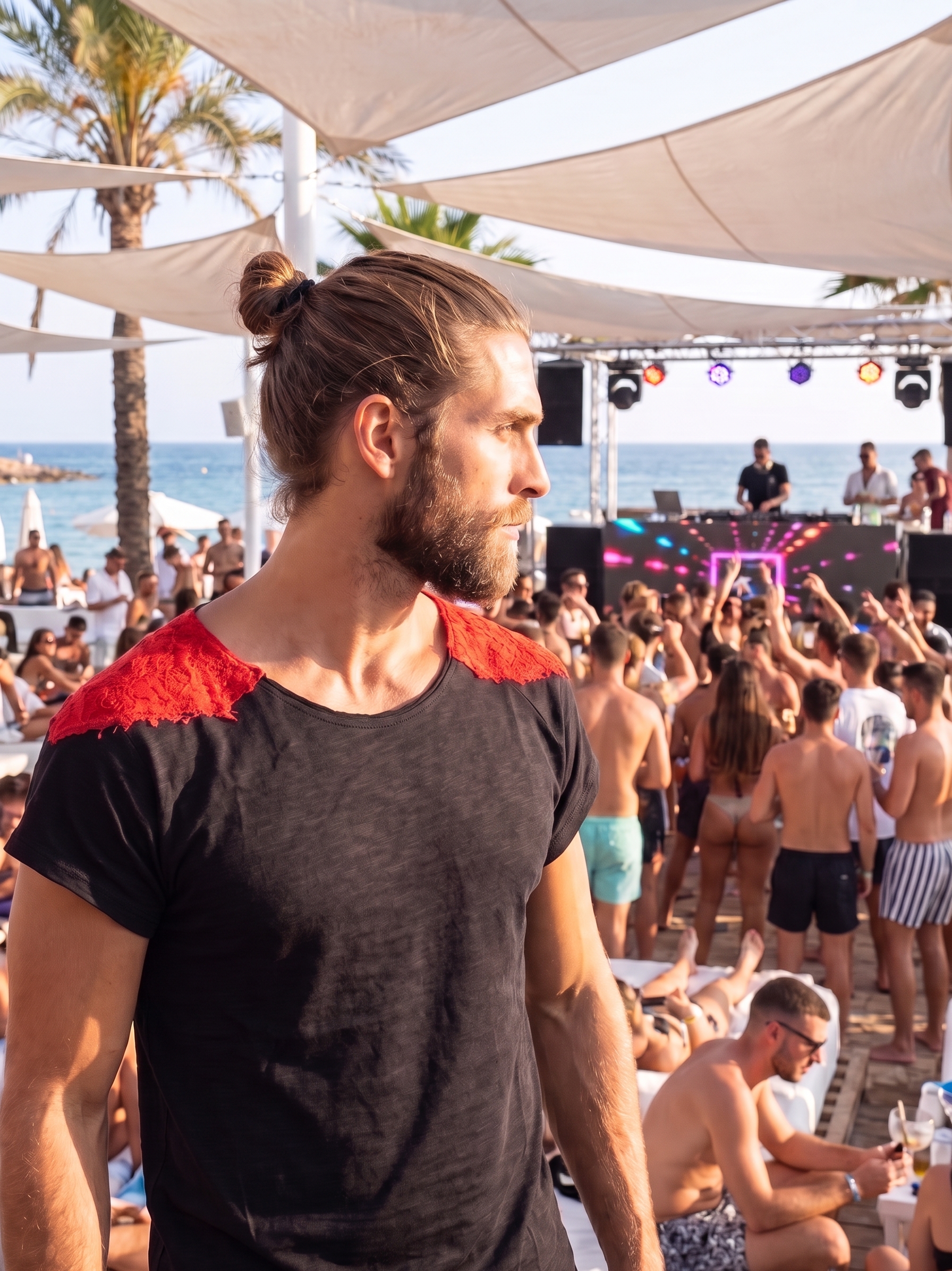 Camiseta negra sol cuero 5 - The Origin Ibiza