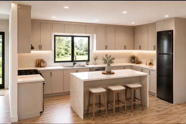 Coming soon Farwes kitchen render with island