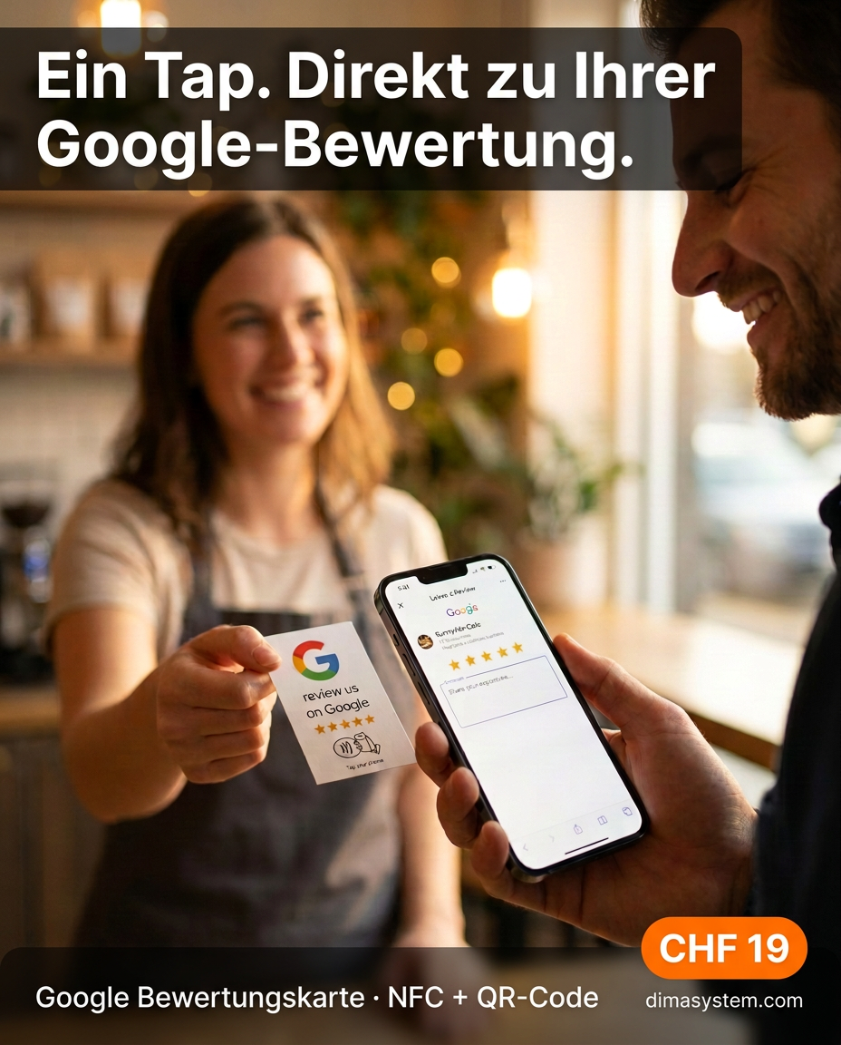 Google Bewertungskarte mit NFC & QR-Code im Lifestyle-Einsatz